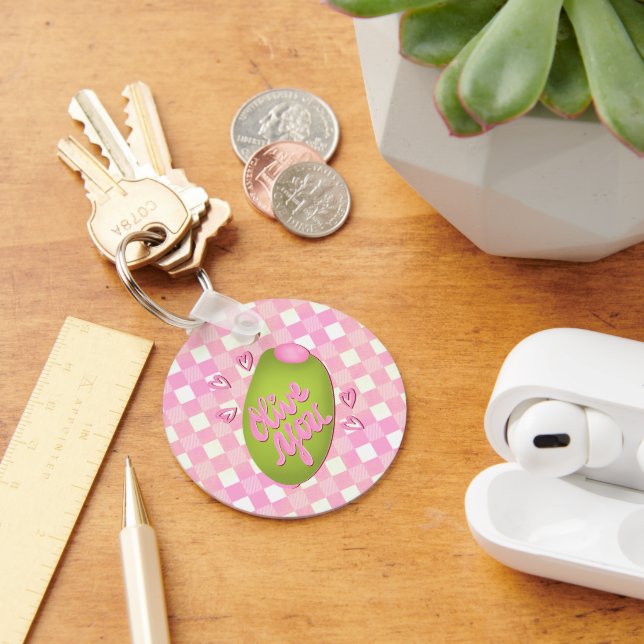 Chaveiro Pingente de Chave Rosa Xadrez Retro Olive Me Loves (Mesa)