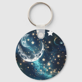 Chaveiro Pingente de Chaves - Fases da Lua Celestial Azul G