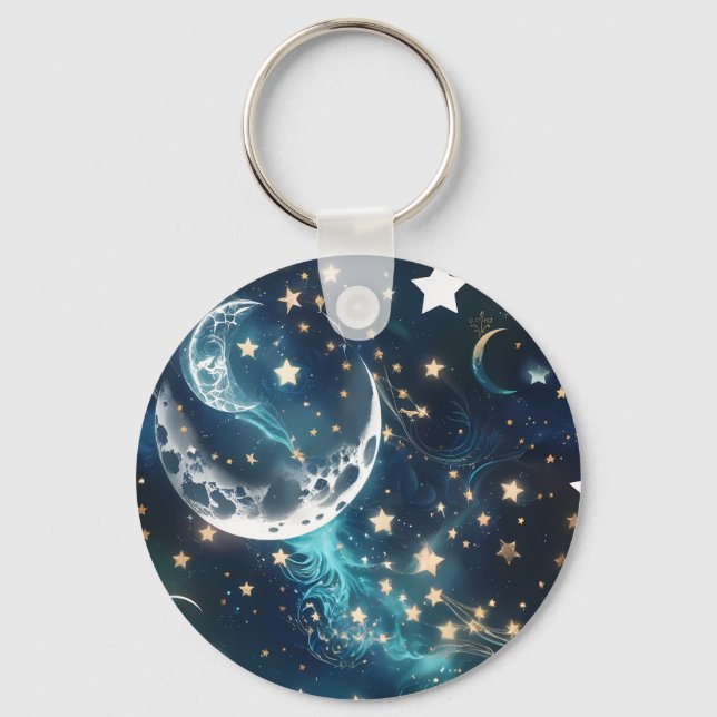 Chaveiro Pingente de Chaves - Fases da Lua Celestial Azul G (Frente)