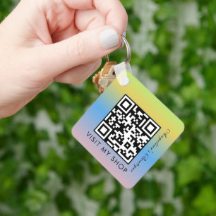 Chaveiro Pingente de Código QR de Negócios Gradiente Monogr