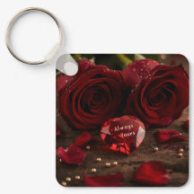 Pingente de Coração de São Valentão Rosa Vermelha 
