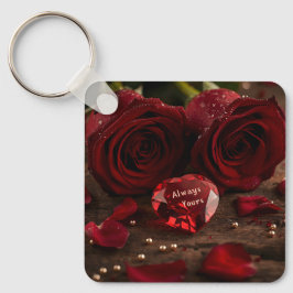 Chaveiro Pingente de Coração de São Valentão Rosa Vermelha 