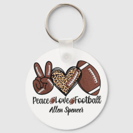 Chaveiro Pingente de Corrente Paz, Amor, Futebol 