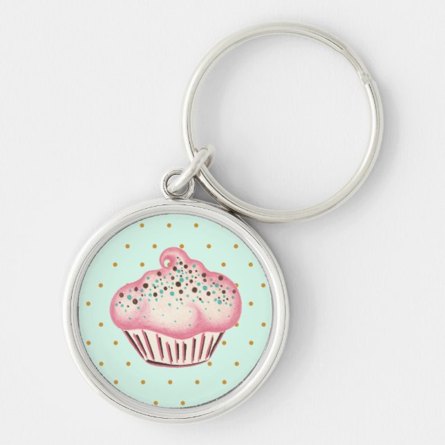 Chaveiro Pingente de Cupcake de Chocolate com Menta (Frente)