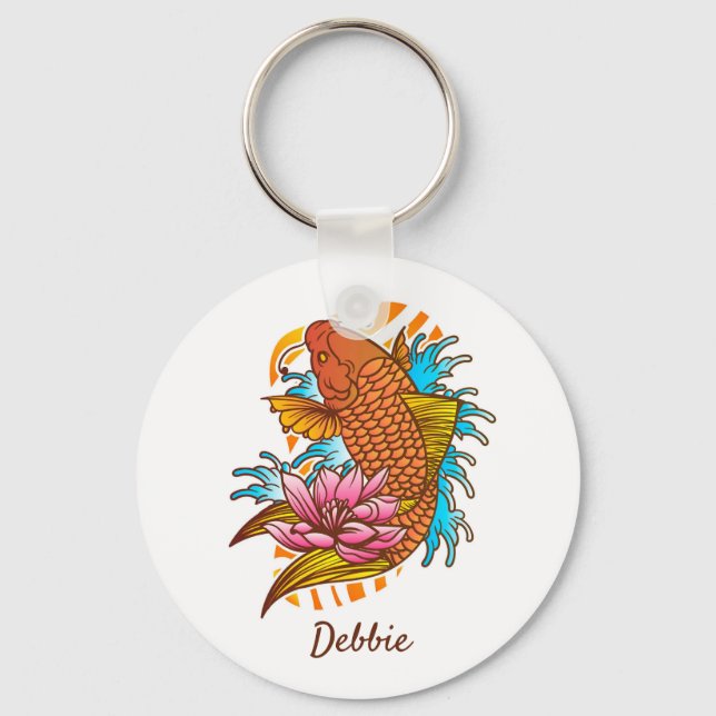 Chaveiro Pingente de decoração de casa de peixe dourado Koi (Frente)
