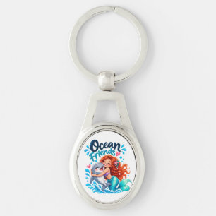 Chaveiro Pingente de Design de Golfinho Amigos da Sereia Fo