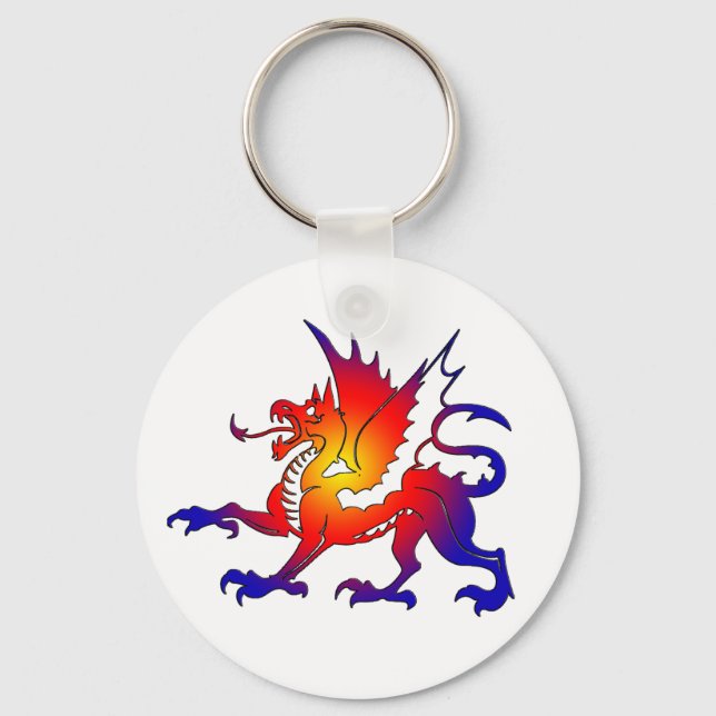 Chaveiro Pingente de Dragão de Cores Tribais (Frente)