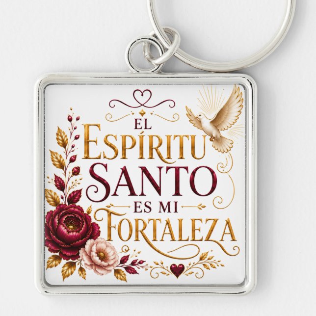 Chaveiro Pingente de Fé | O Espírito Santo é Minha Fortalez (Frente)
