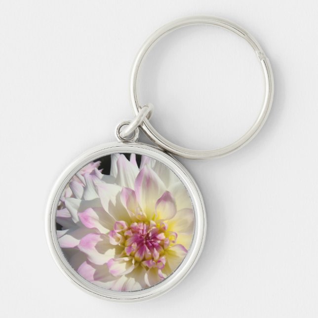 Chaveiro Pingente de Flor de Dahlia Adicione Seu Teste pers (Frente)