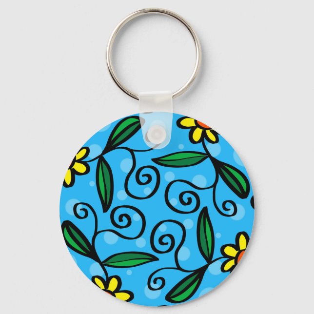 Chaveiro Pingente de Floral Abstrato (Frente)