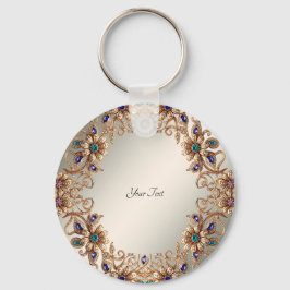 Chaveiro Pingente de Flores de Joia Dourada Elegante