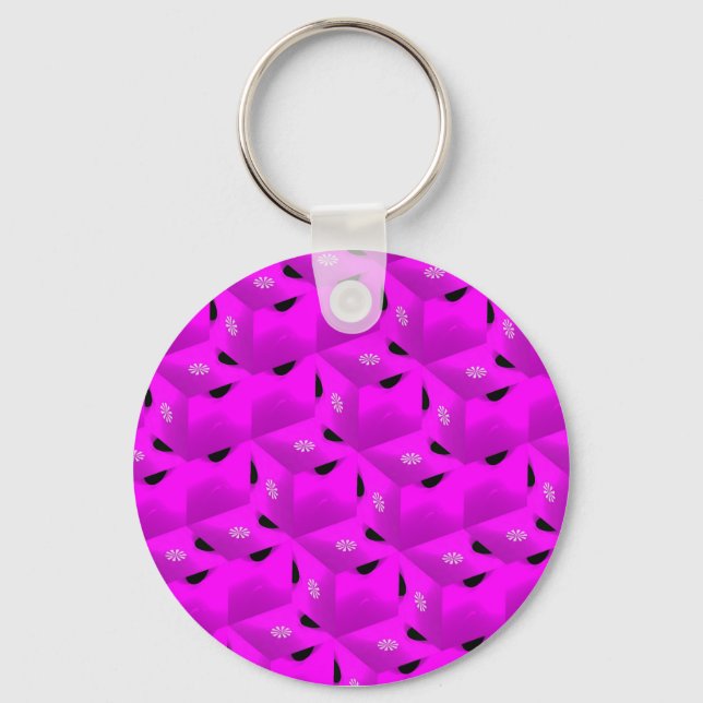 Chaveiro Pingente de Fractal de Gelo Rosa (Frente)