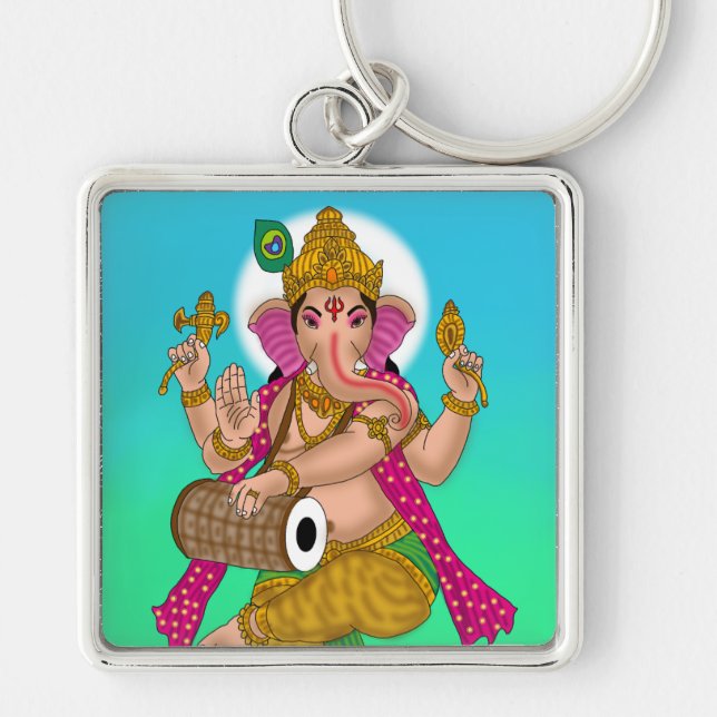 Chaveiro Pingente de Ganesha Dançante (Frente)