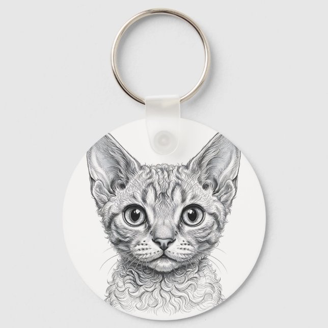 Chaveiro Pingente de Gatinho Devon Rex (Frente)