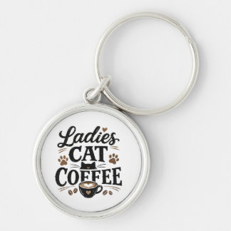 Chaveiro Pingente de Gato e Café para Senhoras – Presente p