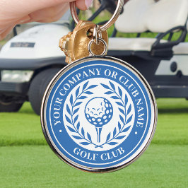 Chaveiro Pingente de Golfe Clássico Nome Personalizado Azul