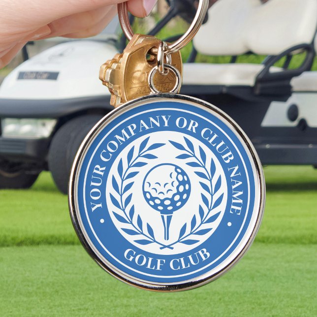 Chaveiro Pingente de Golfe Clássico Nome Personalizado Azul (Criador carregado)
