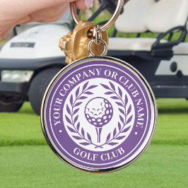 Chaveiro Pingente de Golfe Clássico Nome Personalizado Roxo