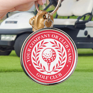 Chaveiro Pingente de Golfe Clássico Nome Personalizado Verm