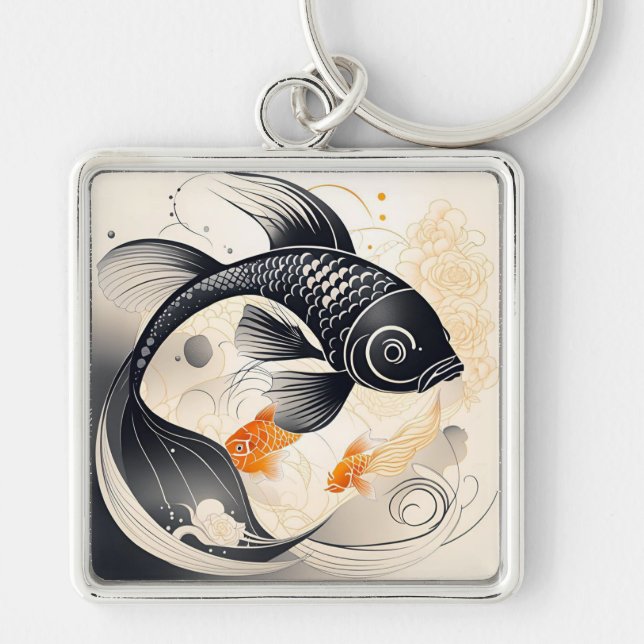 Chaveiro Pingente de Koi Art Déco (Frente)