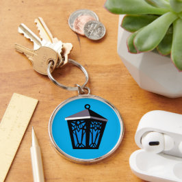 Chaveiro Pingente de Lanterna de Coruja Azul Claro