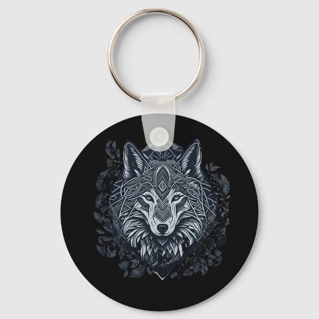 Chaveiro Pingente de Lobo Negro (Frente)