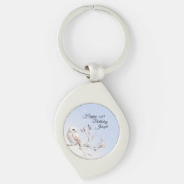 Chaveiro Pingente de Metal Aquarela Floresta de Inverno
