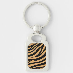 Chaveiro Pingente de Metal com Estampa de Tigre de Bengala
