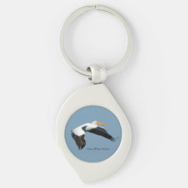 Chaveiro Pingente de metal Pelicano Branco