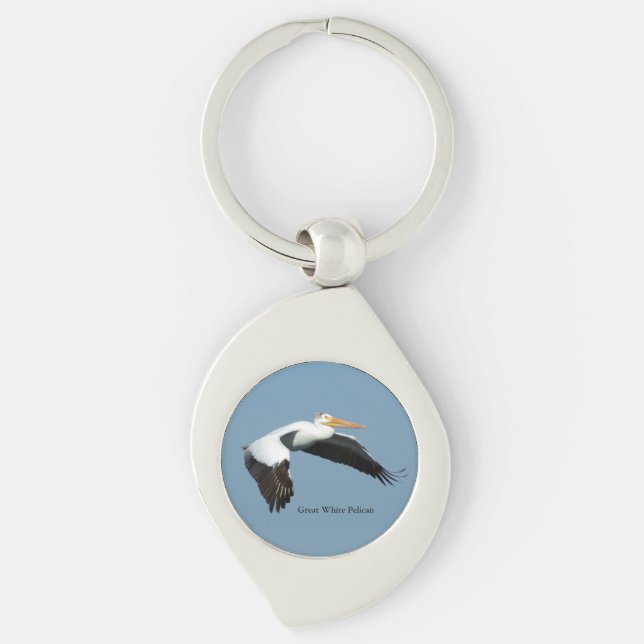 Chaveiro Pingente de metal Pelicano Branco (Frente)