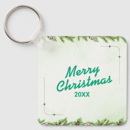 Chaveiro Pingente de Metal Quadrado de Natal Personalizado