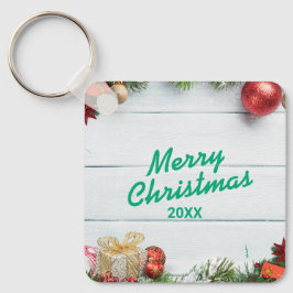 Chaveiro Pingente de Metal Quadrado de Natal Personalizado