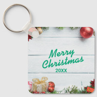 Chaveiro Pingente de Metal Quadrado de Natal Personalizado