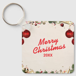 Chaveiro Pingente de Metal Quadrado de Natal Personalizado