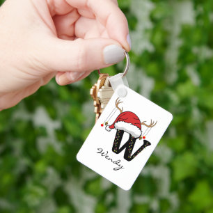 Chaveiro Pingente de Natal Personalizado com Alfabeto Monog