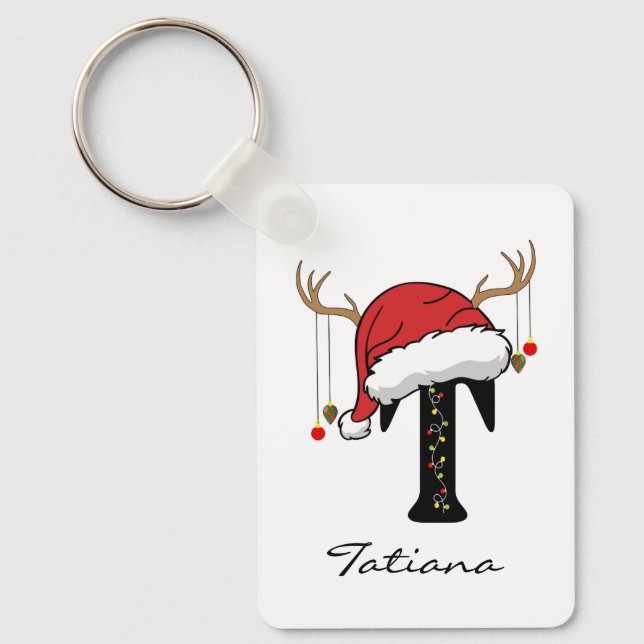 Chaveiro Pingente de Natal Personalizado com Monograma para (Frente)