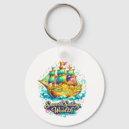 Chaveiro Pingente de Nave do Tesouro Dourado Abundância Red
