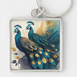 Chaveiro Pingente de Pavão Art Deco