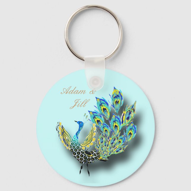 Chaveiro Pingente de pavão pintado (Frente)