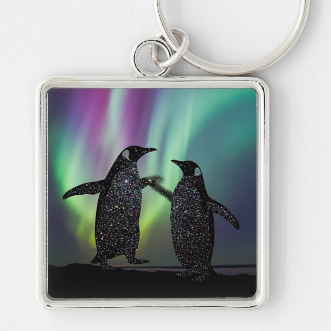 Chaveiro Pingente de pinguim com belo design de aurora (Frente)