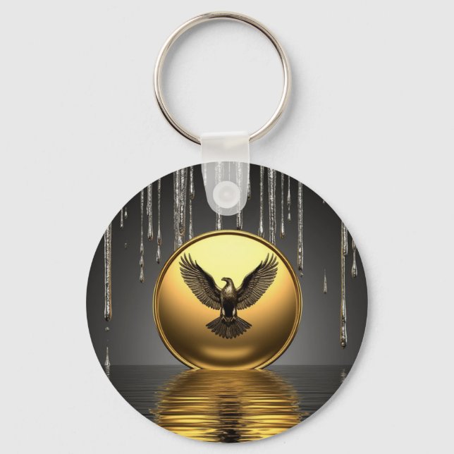 Chaveiro 🦅 Pingente de Poder Águia de Ouro Fundido 🦅 (Frente)