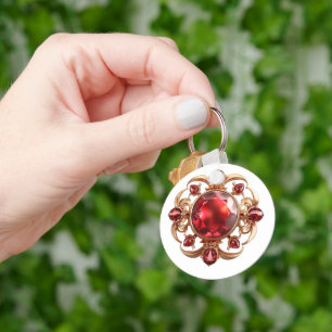 Chaveiro Pingente de Rubi Antigo – Cristal Vermelho Elegant