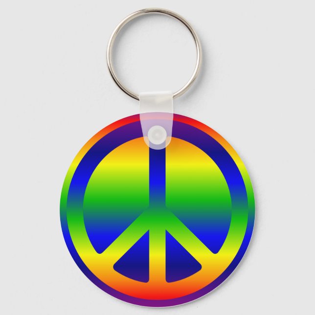 Chaveiro Pingente de Símbolo de Paz com Gradiente de Arco-í (Frente)