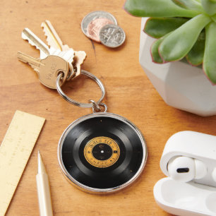 Chaveiro Pingente de Suporte de Vinil de Música Retro
