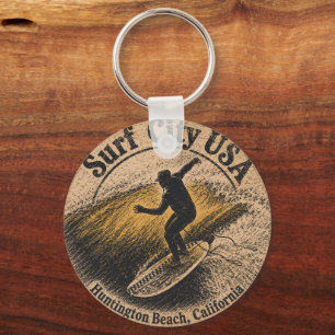 Chaveiro Pingente de Surf City - Pier de Huntington Beach,