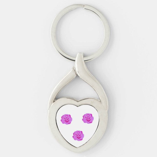 Chaveiro Pingente de Vidro Fosco Rosa Elegante (Frente)