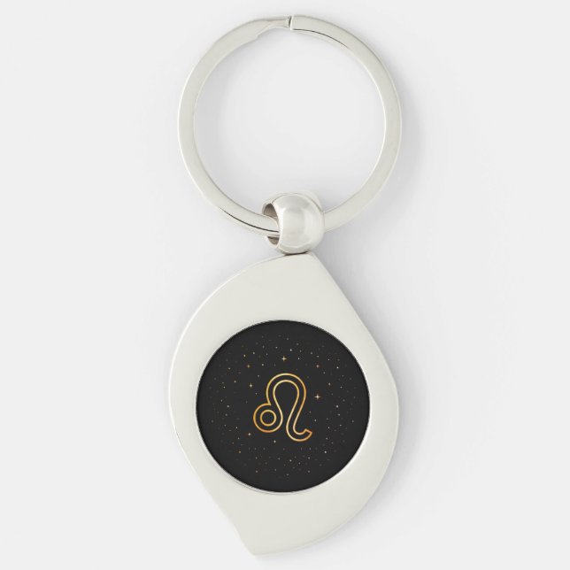 Chaveiro Pingente de Zodíaco Leão em Ouro Minimalista (Frente)