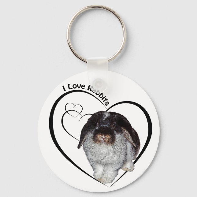 Chaveiro Pingente Eu Adoro Coelhos (Frente)
