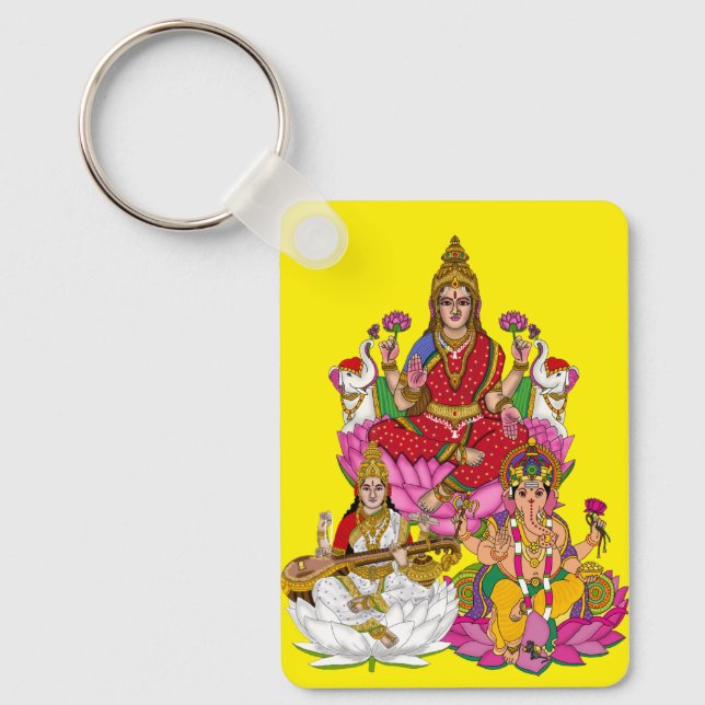 Chaveiro Pingente Lakshmi Saraswati Ganesha (Frente)
