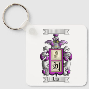 Chaveiro Pingente Liu Sobrenome e Escudo